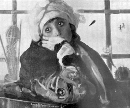 portret kobiety podpierającej głowę